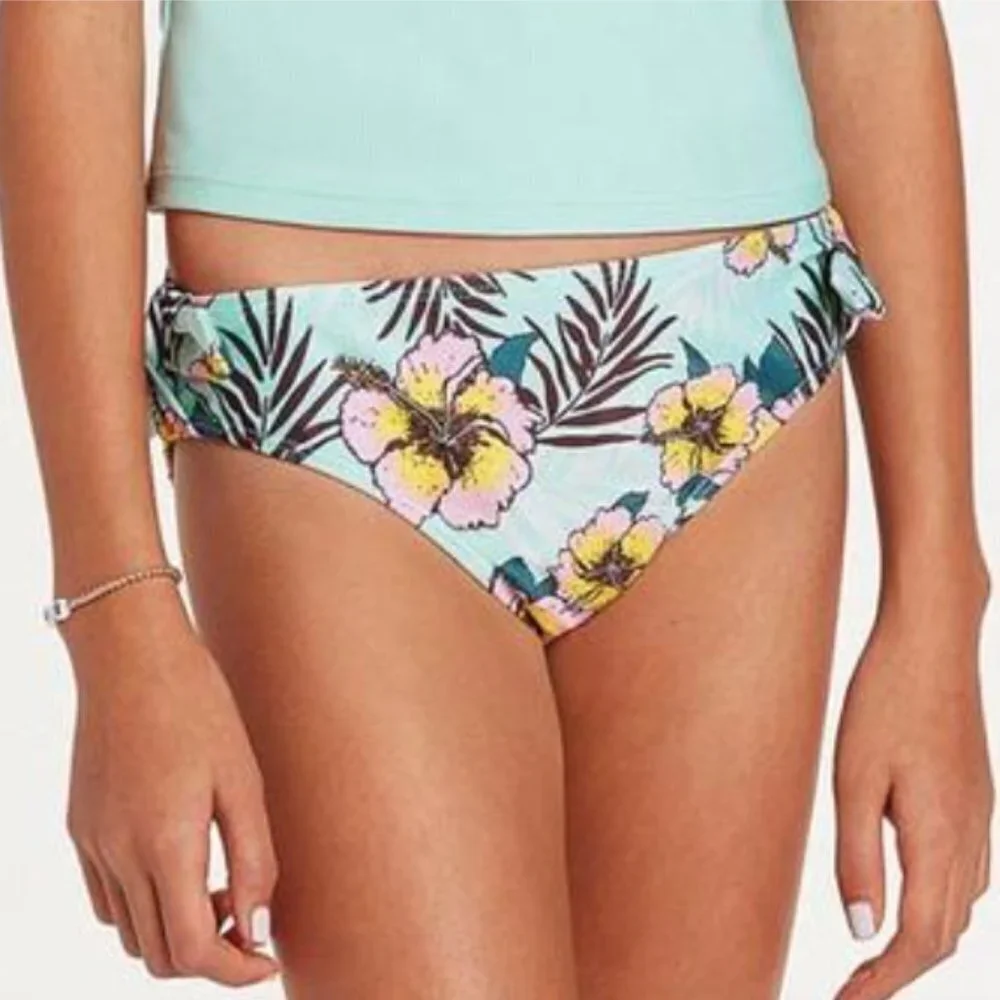 NEW Volcom Waveback Floral Hibiscus Girls Bikini Bottoms